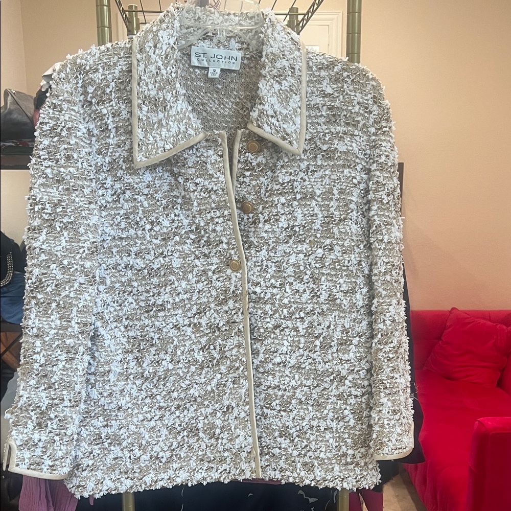 St. John Cream Blazer Elegant Suit Jacket